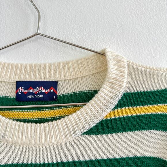 Rowing Blazer - Men's Cashmere Stripe Sweater Green Yellow - Picture 3 of 4